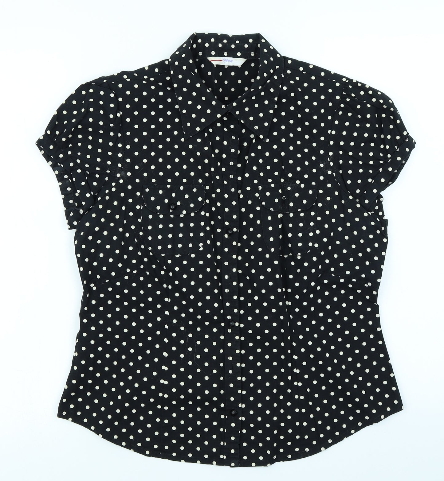 Papaya Womens Black Polka Dot  Basic Button-Up Size 14