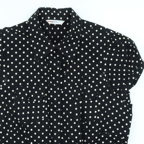 Papaya Womens Black Polka Dot  Basic Button-Up Size 14