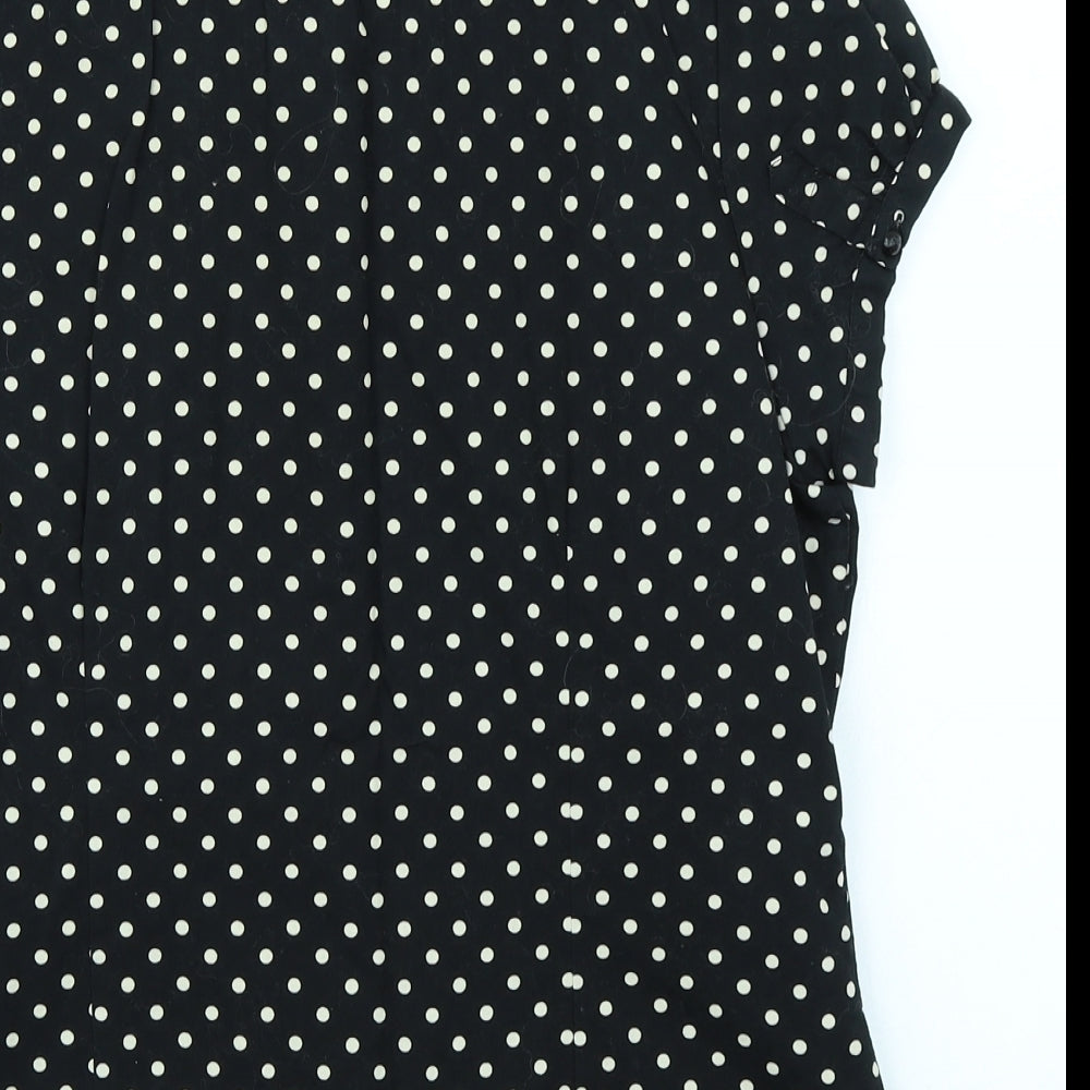 Papaya Womens Black Polka Dot  Basic Button-Up Size 14
