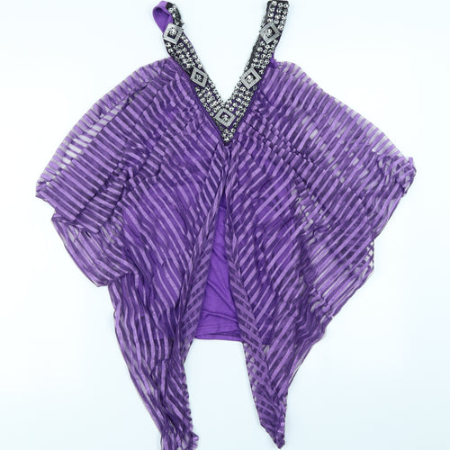Club L Womens Purple Striped  Basic Blouse Size M