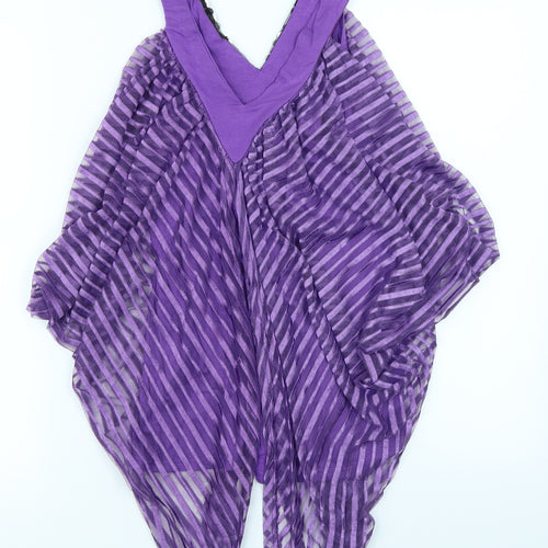 Club L Womens Purple Striped  Basic Blouse Size M