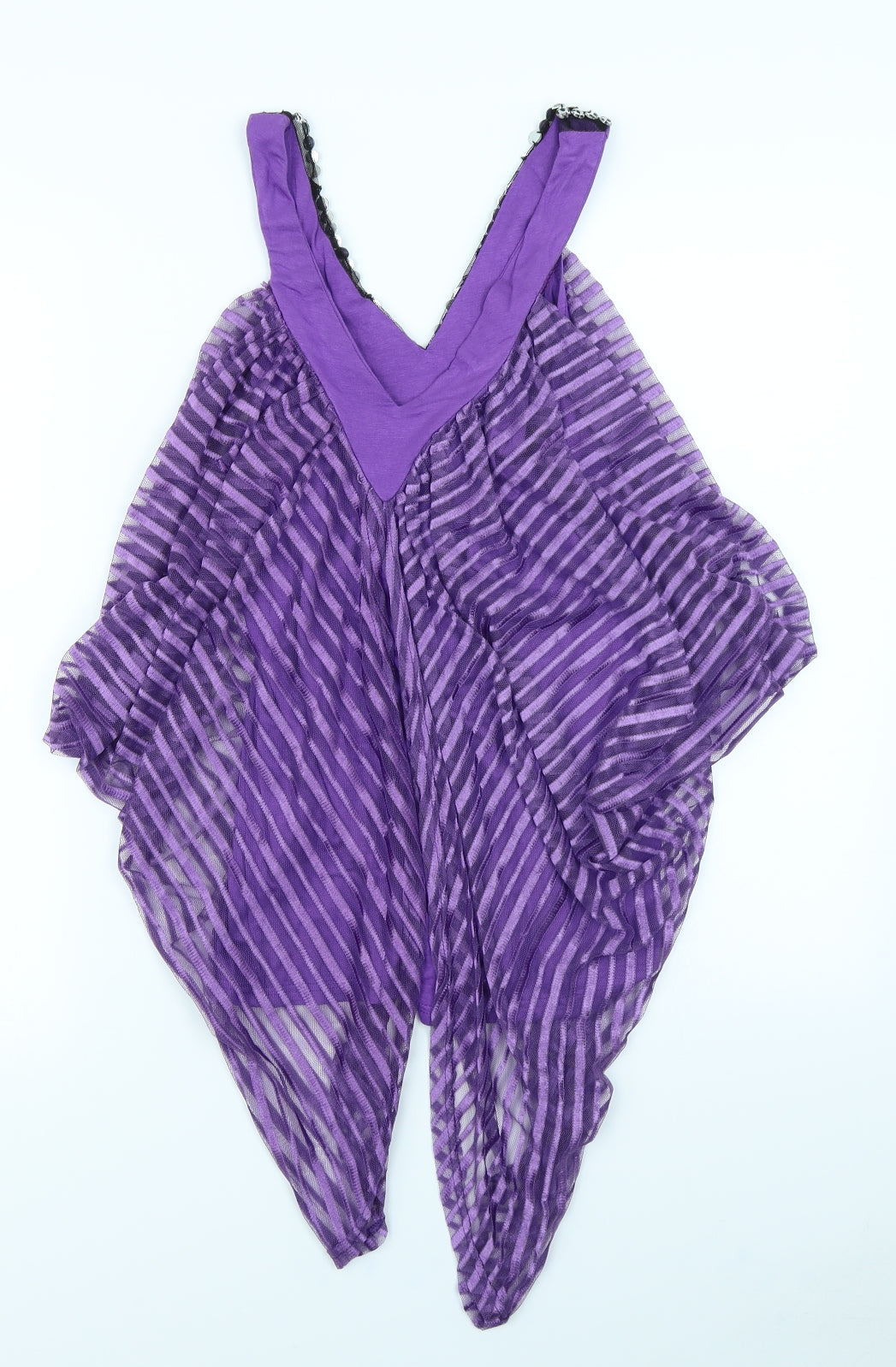 Club L Womens Purple Striped  Basic Blouse Size M