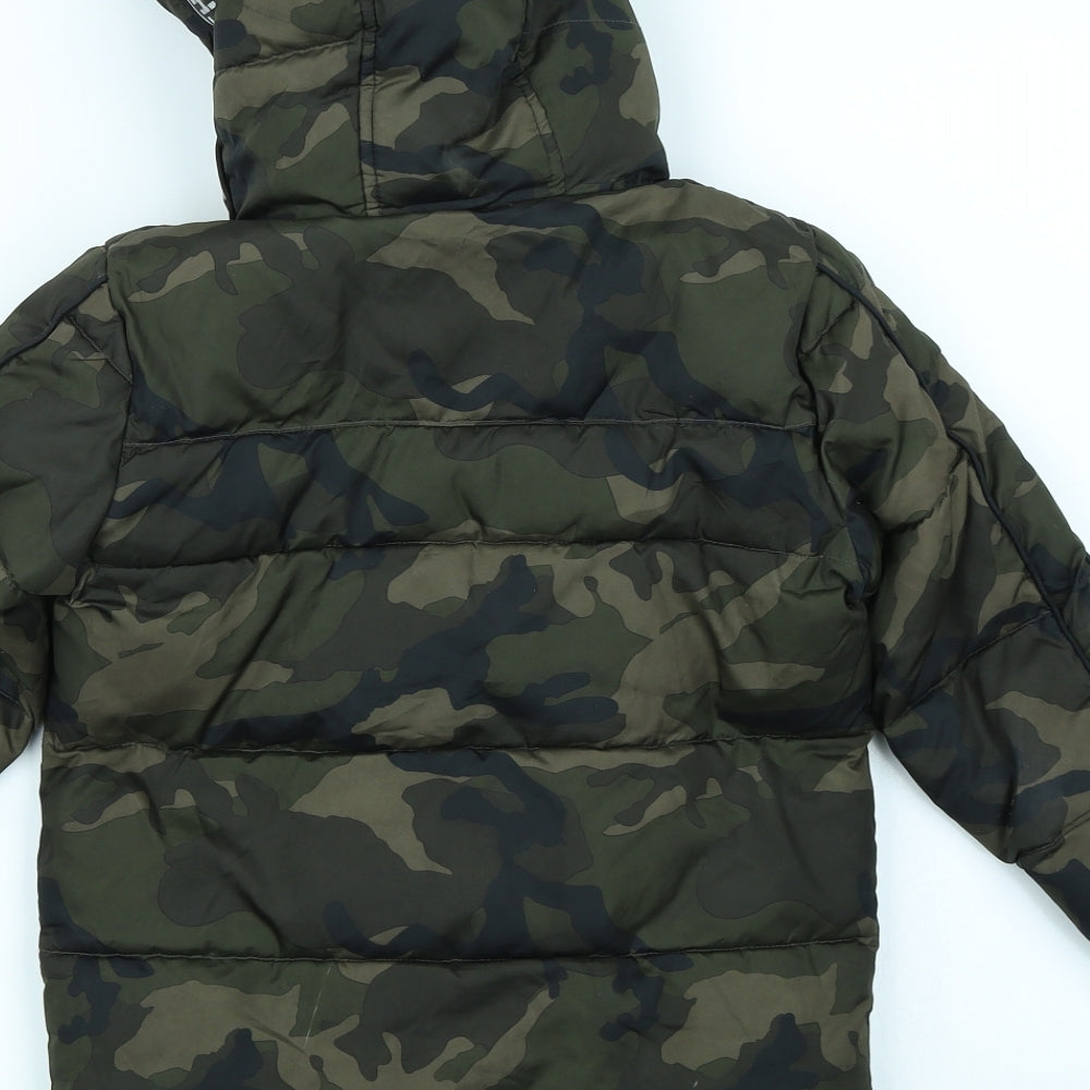 George Boys Green Camouflage  Puffer Jacket Coat Size 4-5 Years