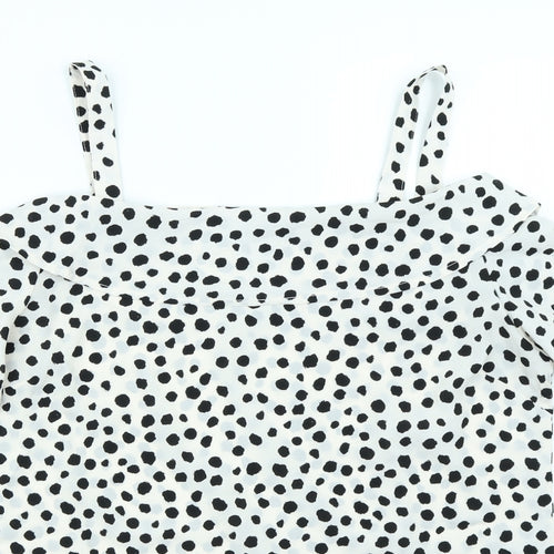 Studio Womens White Polka Dot  Basic Blouse Size 14