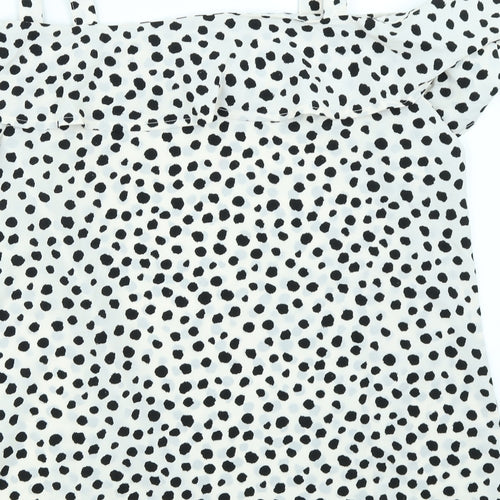 Studio Womens White Polka Dot  Basic Blouse Size 14