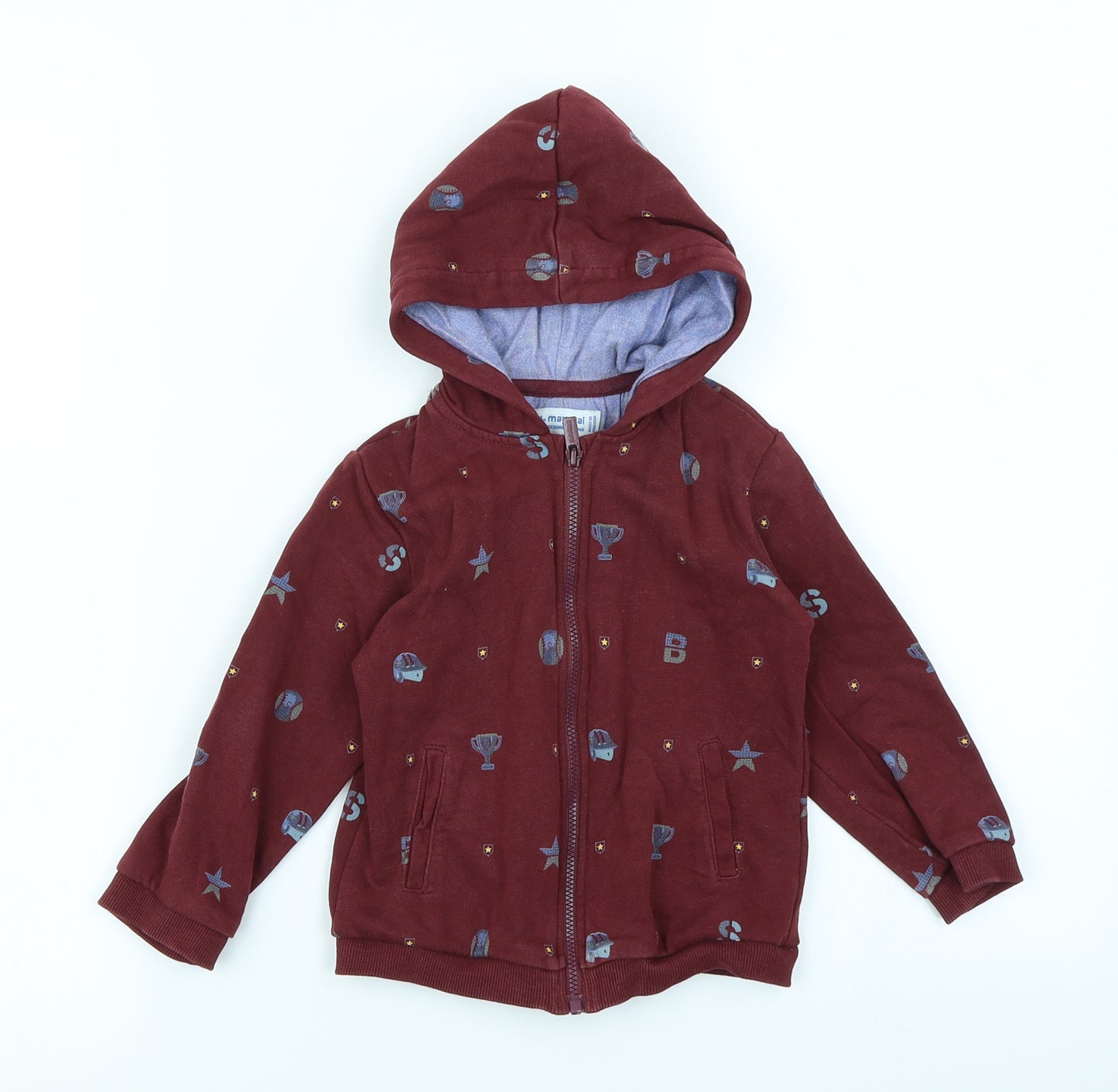 Mayoral Boys Red   Full Zip Hoodie Size 2 Years