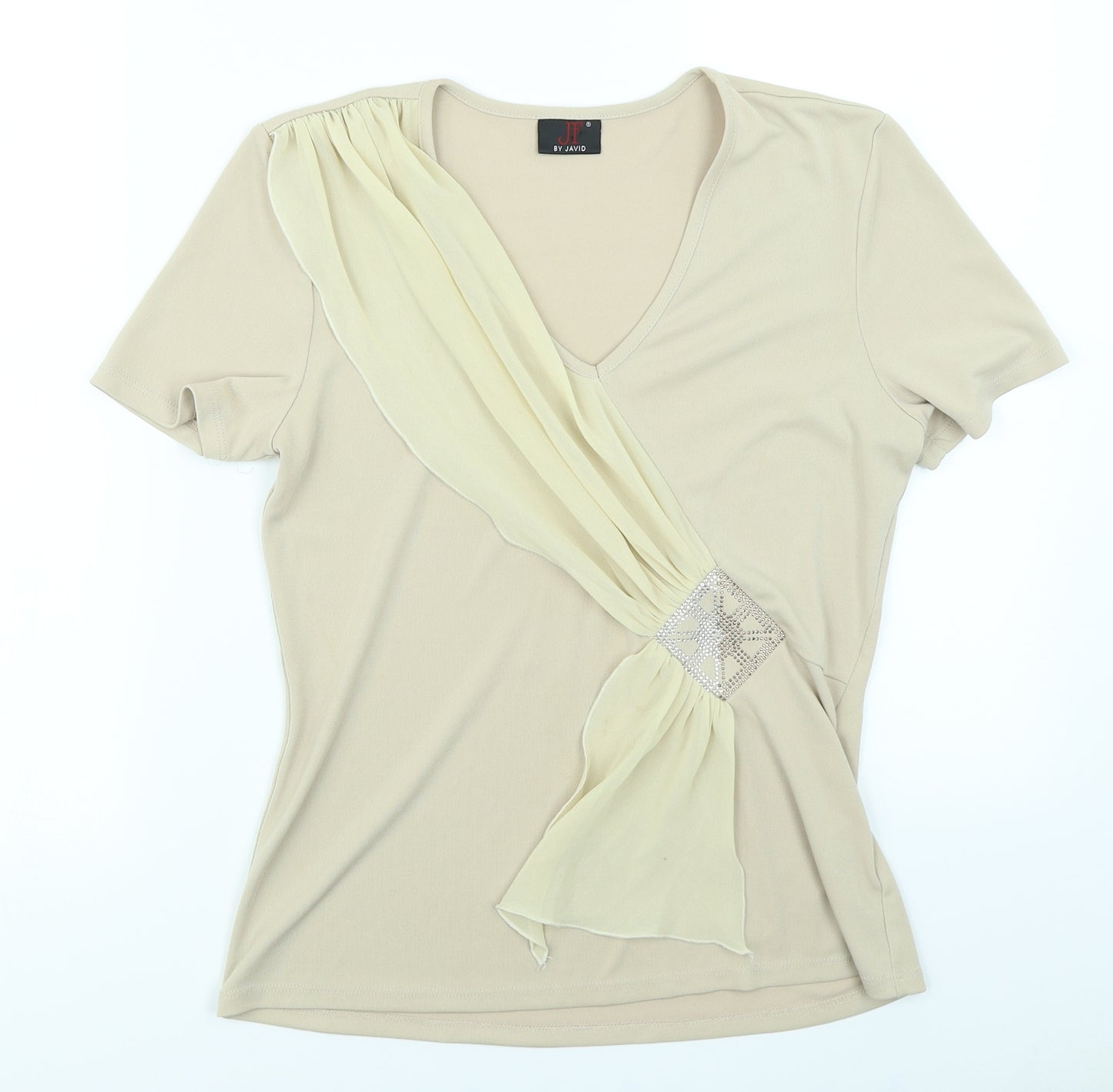 JF Womens Beige   Basic T-Shirt Size 10