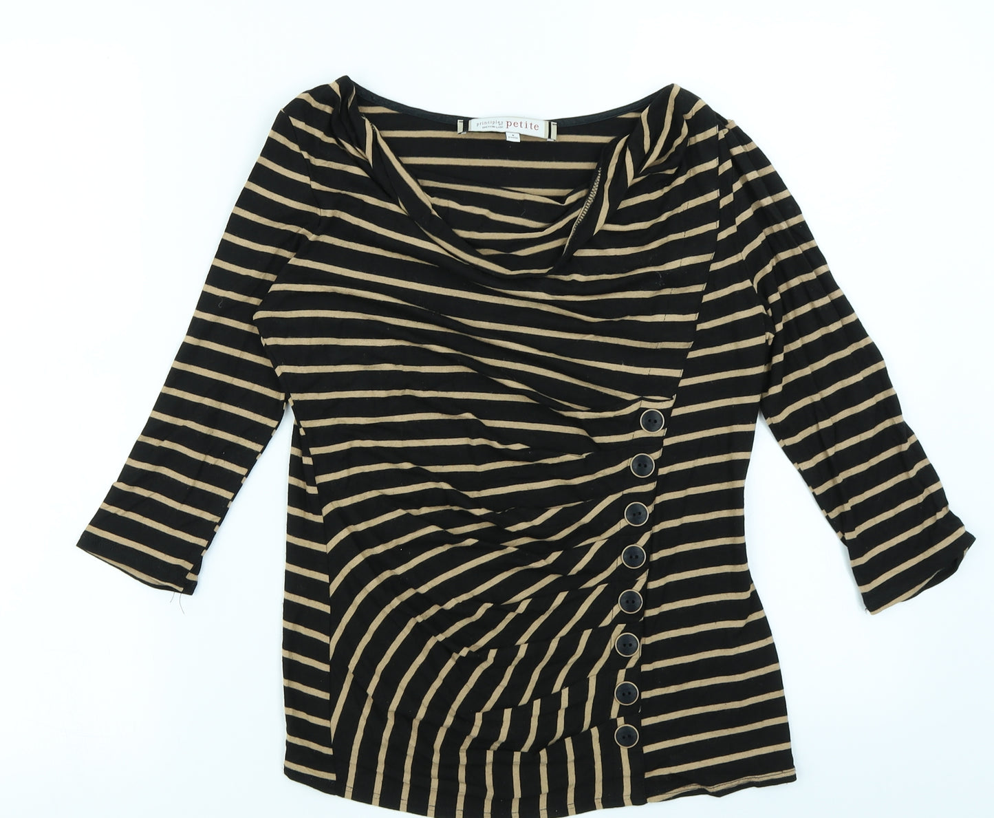Principles Womens Black Striped  Basic T-Shirt Size 8