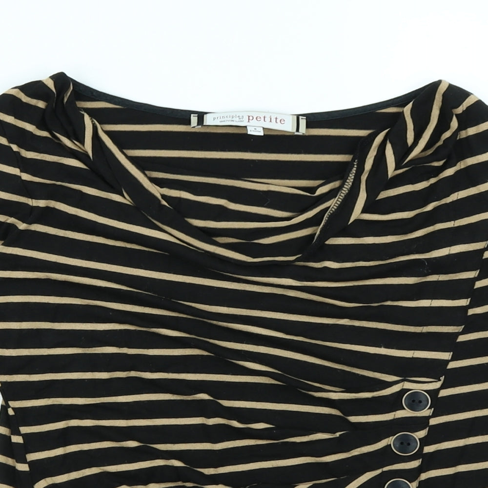 Principles Womens Black Striped  Basic T-Shirt Size 8