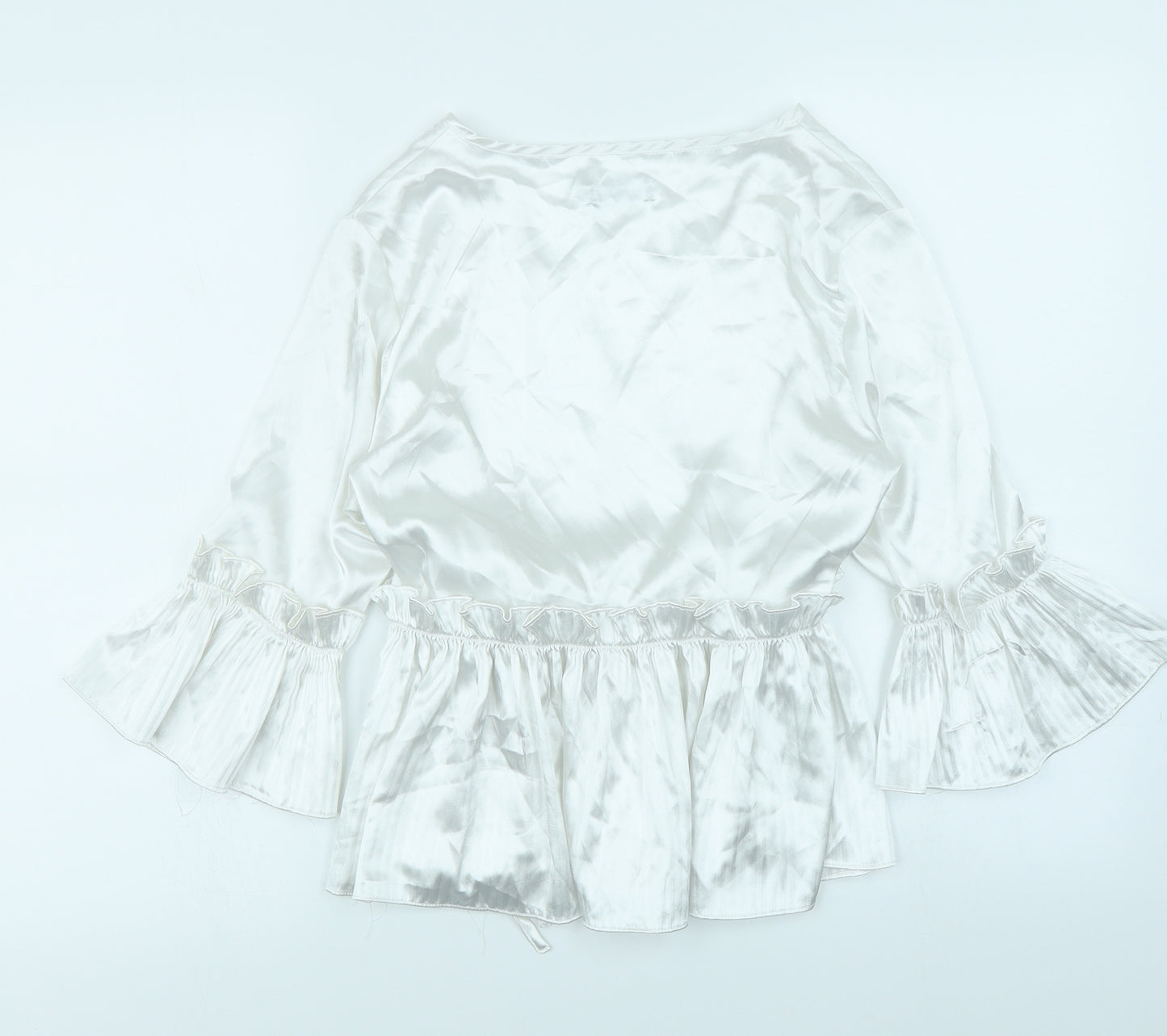 Boohoo Womens White   Wrap Blouse Size 10