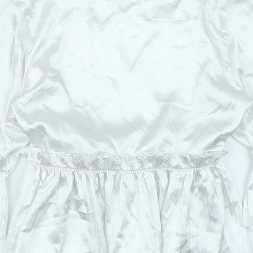 Boohoo Womens White   Wrap Blouse Size 10