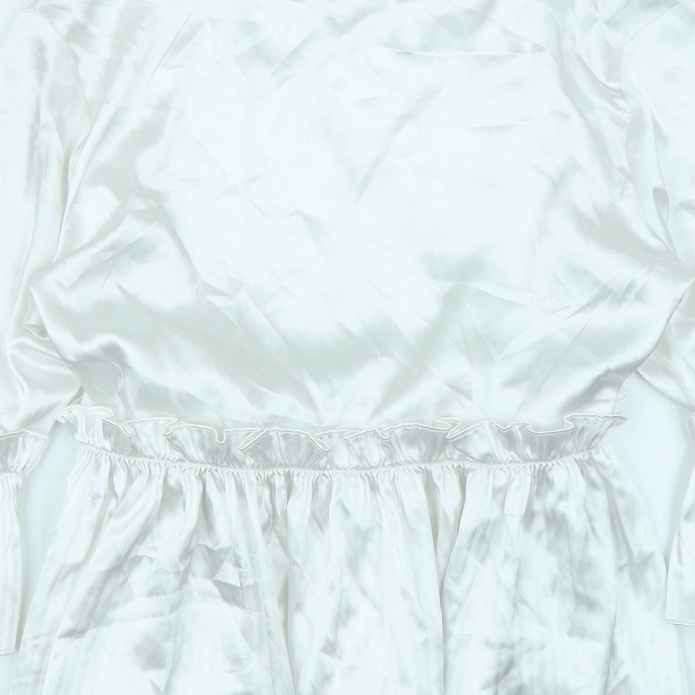 Boohoo Womens White   Wrap Blouse Size 10