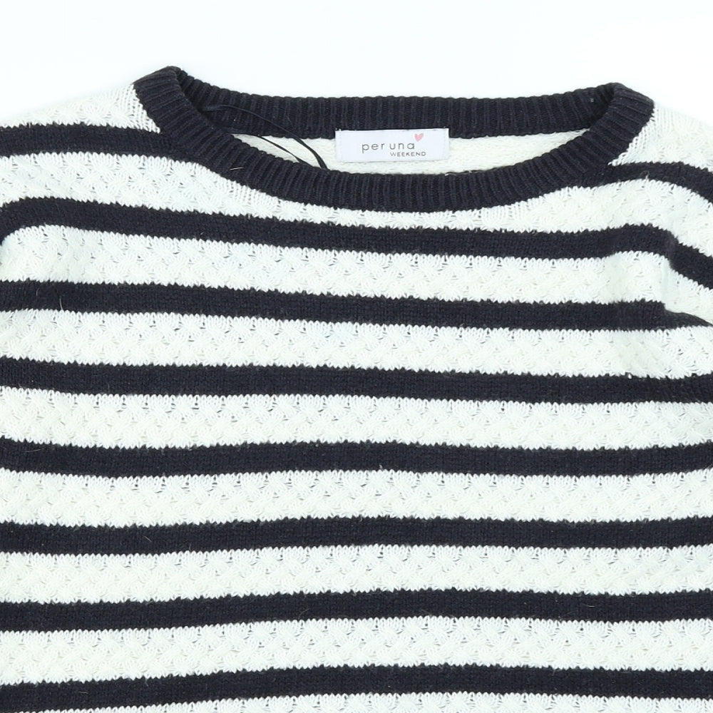 Per Una Womens White Striped Knit Pullover Jumper Size 8