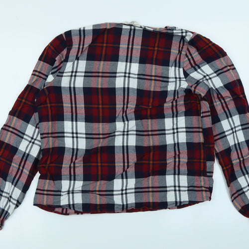 Papaya Womens Red Plaid  Wrap Blouse Size M