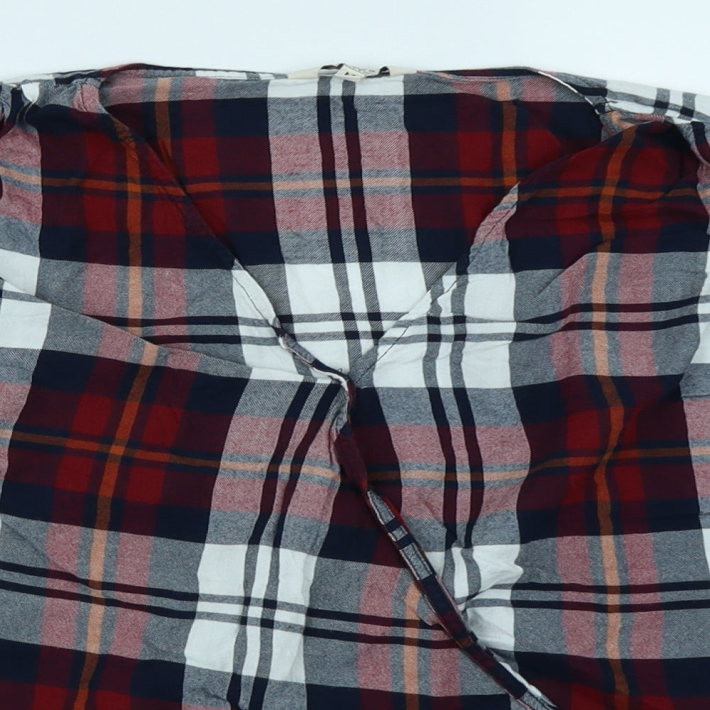 Papaya Womens Red Plaid  Wrap Blouse Size M