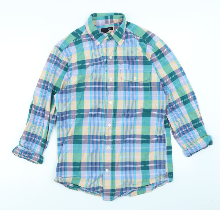 Gap Womens Blue Plaid Basic Button-Up Size S