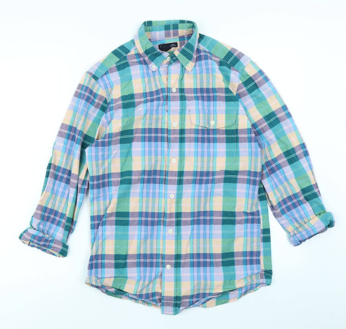 Gap Womens Blue Plaid  Basic Button-Up Size S