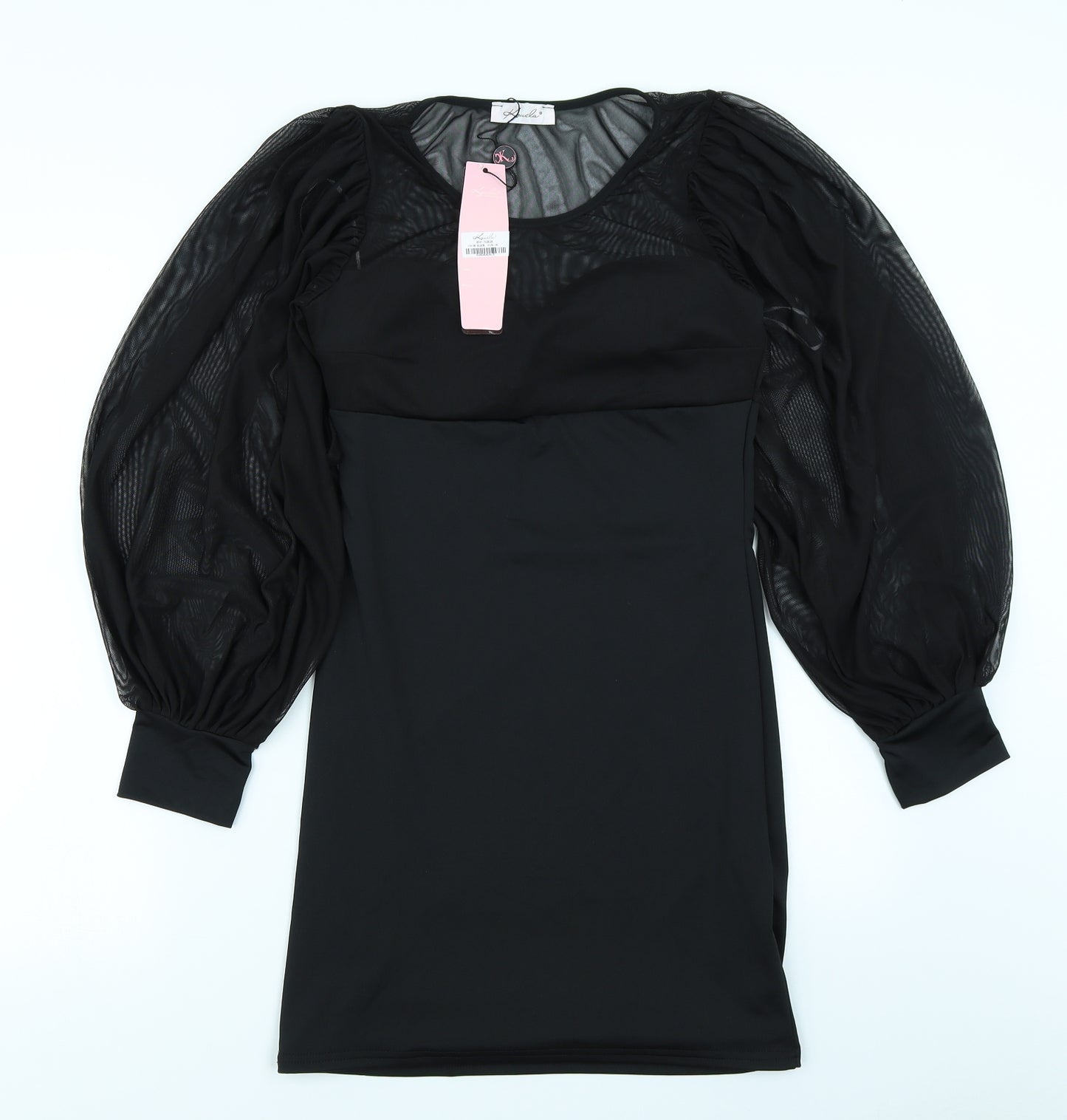 Koucla Womens Black  Mesh Bodycon  Size S  - Balloon Sleeve