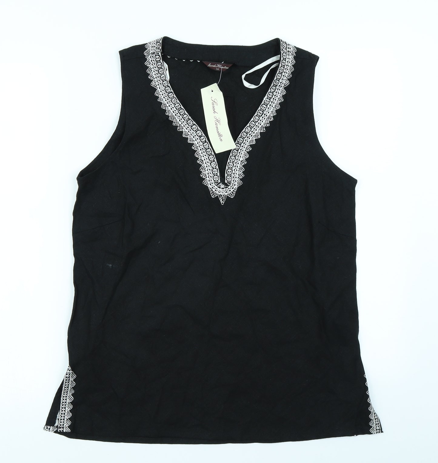 Sarah Hamilton Womens Black   Tunic T-Shirt Size 14