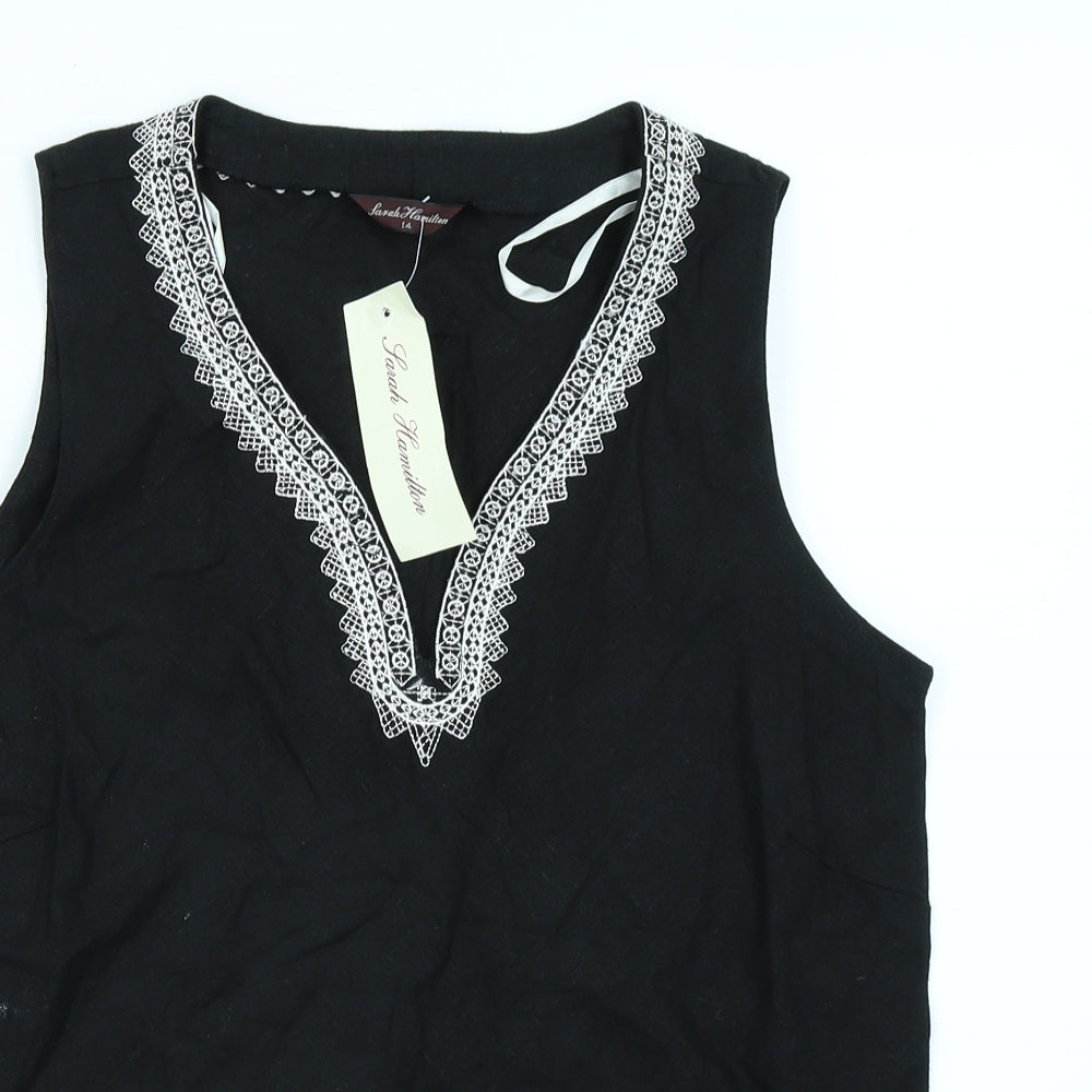Sarah Hamilton Womens Black   Tunic T-Shirt Size 14