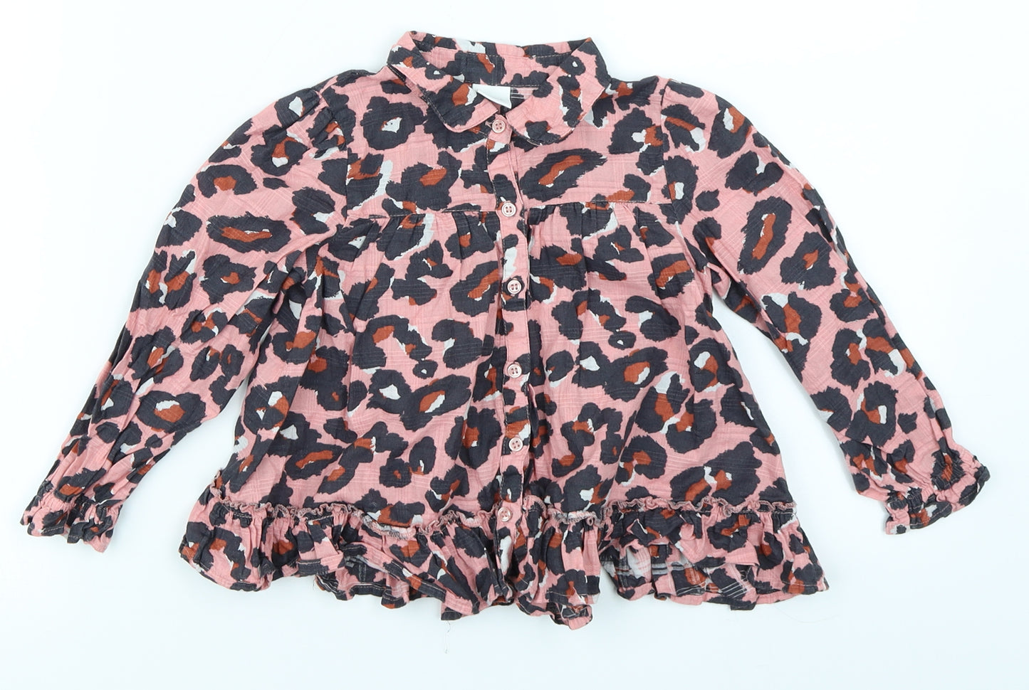 NEXT Girls Pink Animal Print  Basic T-Shirt Size 2-3 Years