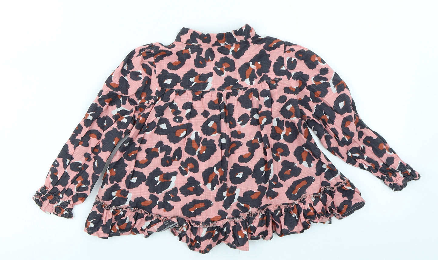 NEXT Girls Pink Animal Print  Basic T-Shirt Size 2-3 Years