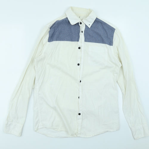 River Island Mens White Colourblock   Button-Up Size S