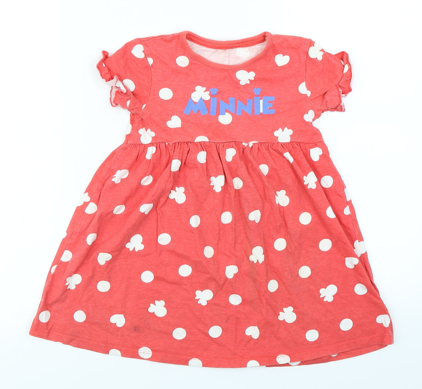 George Girls Red Spotted  Skater Dress  Size 5-6 Years  - Disney Minnie Mouse