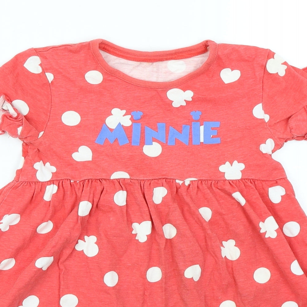 George Girls Red Spotted  Skater Dress  Size 5-6 Years  - Disney Minnie Mouse