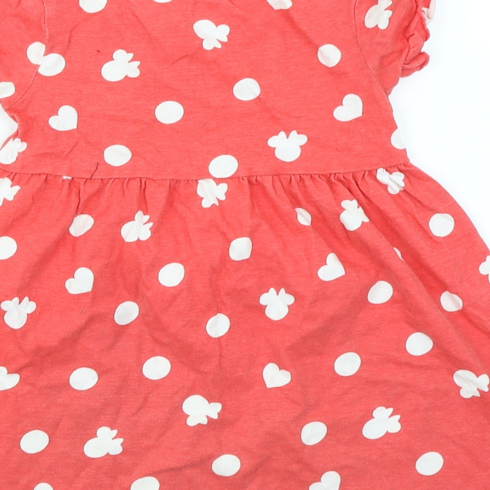 George Girls Red Spotted  Skater Dress  Size 5-6 Years  - Disney Minnie Mouse