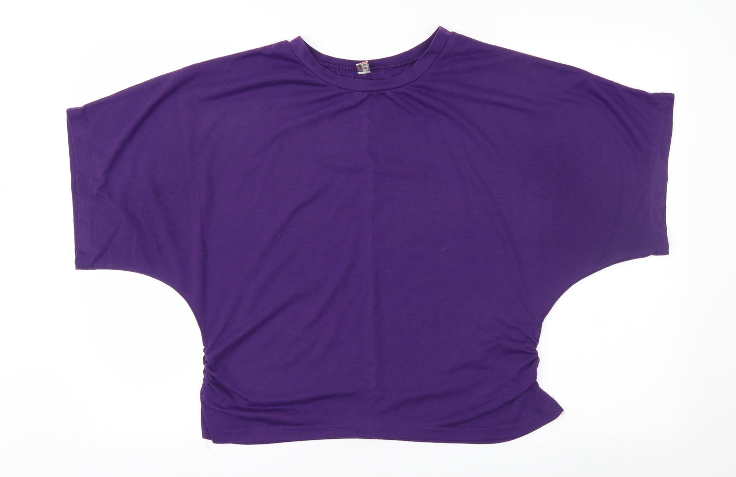Meggie Womens Purple  Crochet Basic T-Shirt Size XL