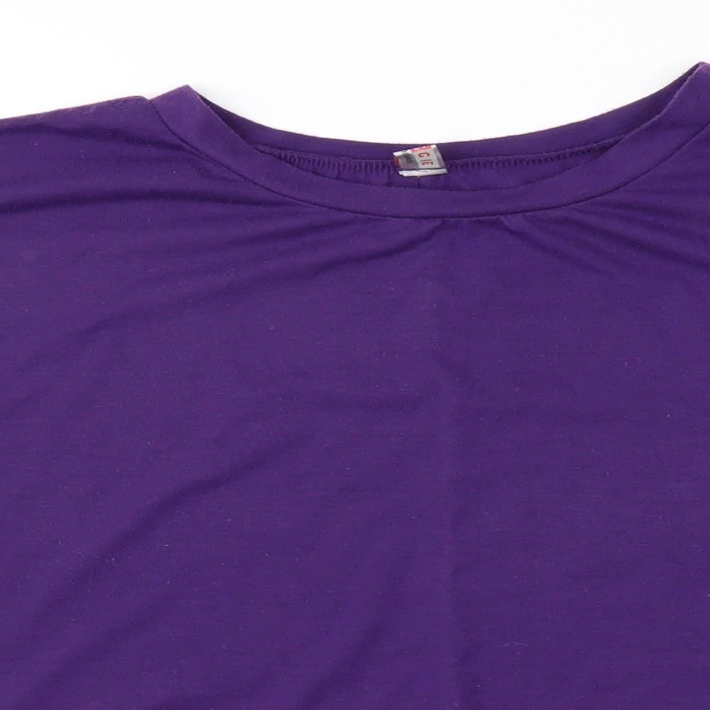 Meggie Womens Purple  Crochet Basic T-Shirt Size XL