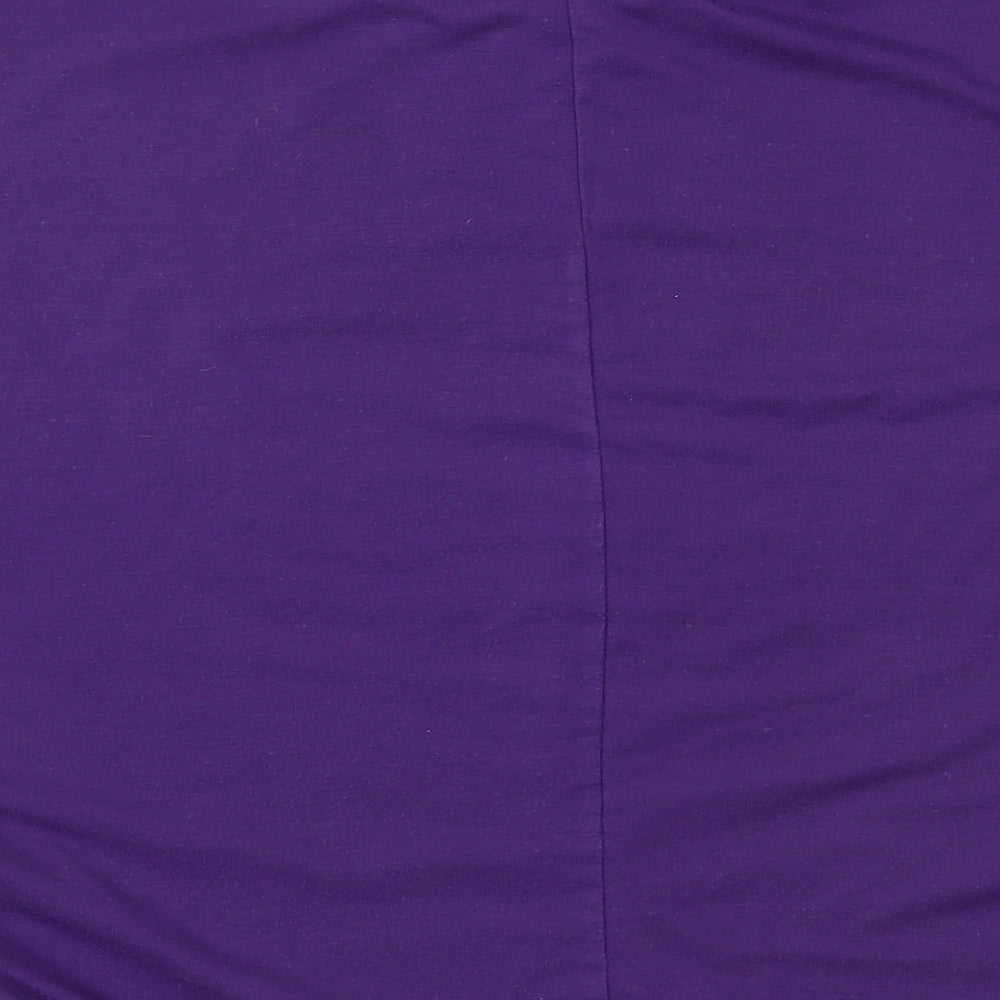 Meggie Womens Purple  Crochet Basic T-Shirt Size XL
