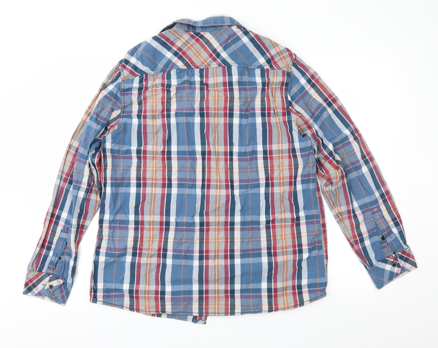 George Mens Blue Check   Button-Up Size L