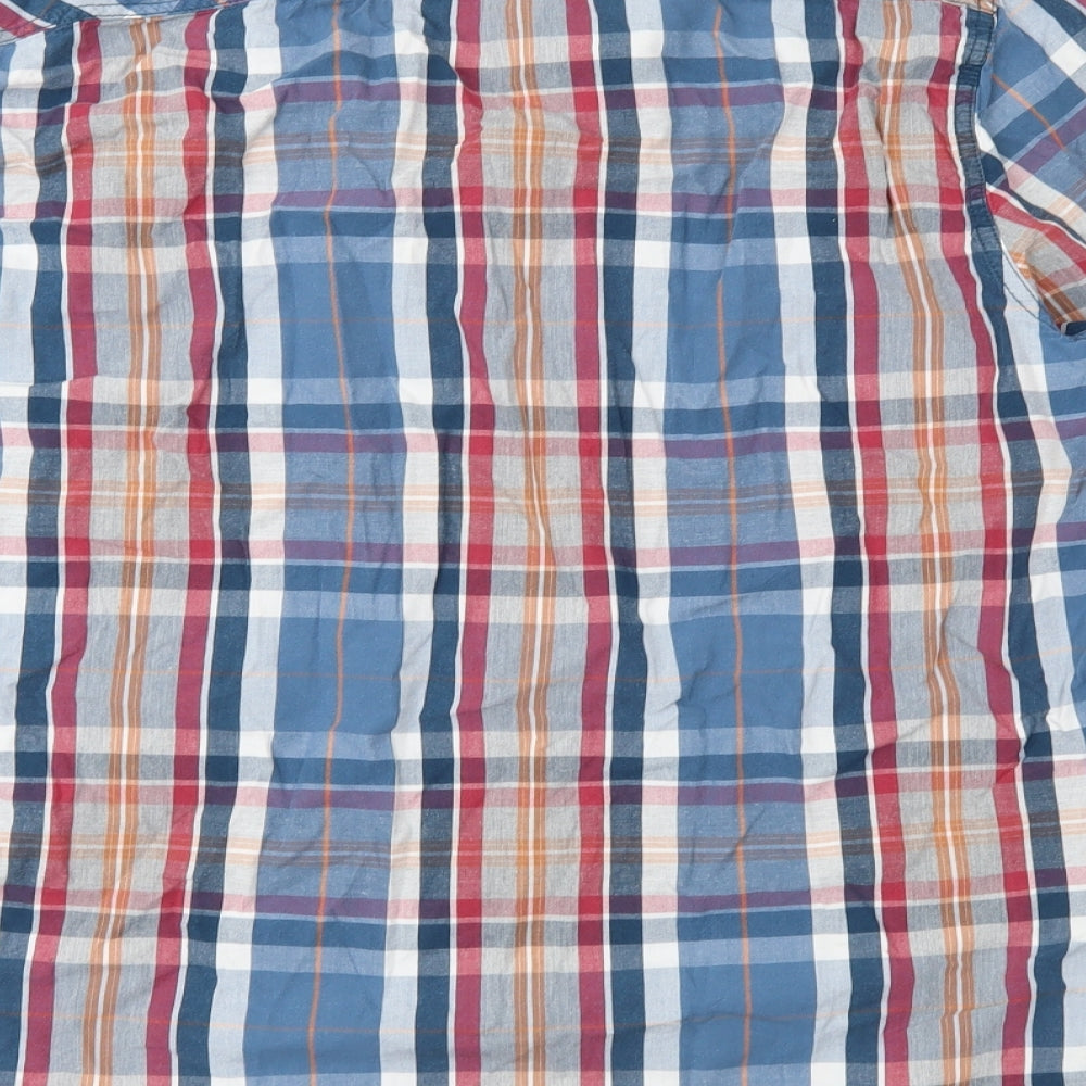 George Mens Blue Check   Button-Up Size L