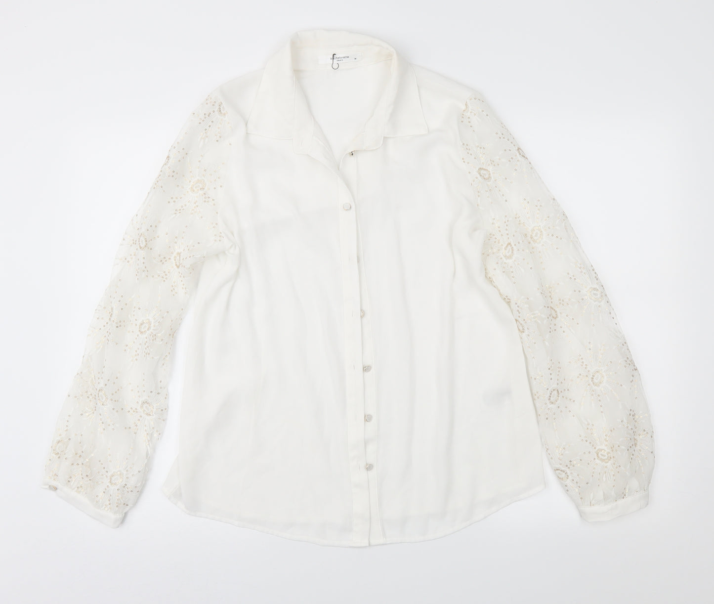 Bachelorette Womens Ivory Floral  Basic Blouse Size M