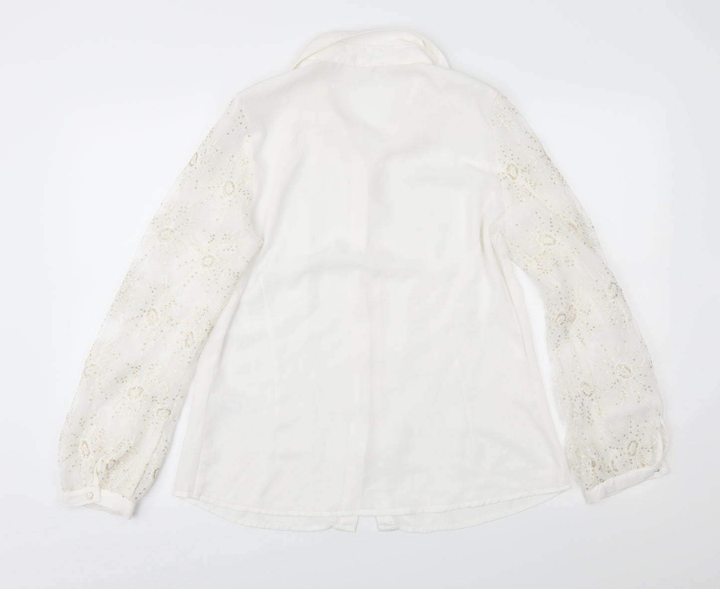 Bachelorette Womens Ivory Floral  Basic Blouse Size M