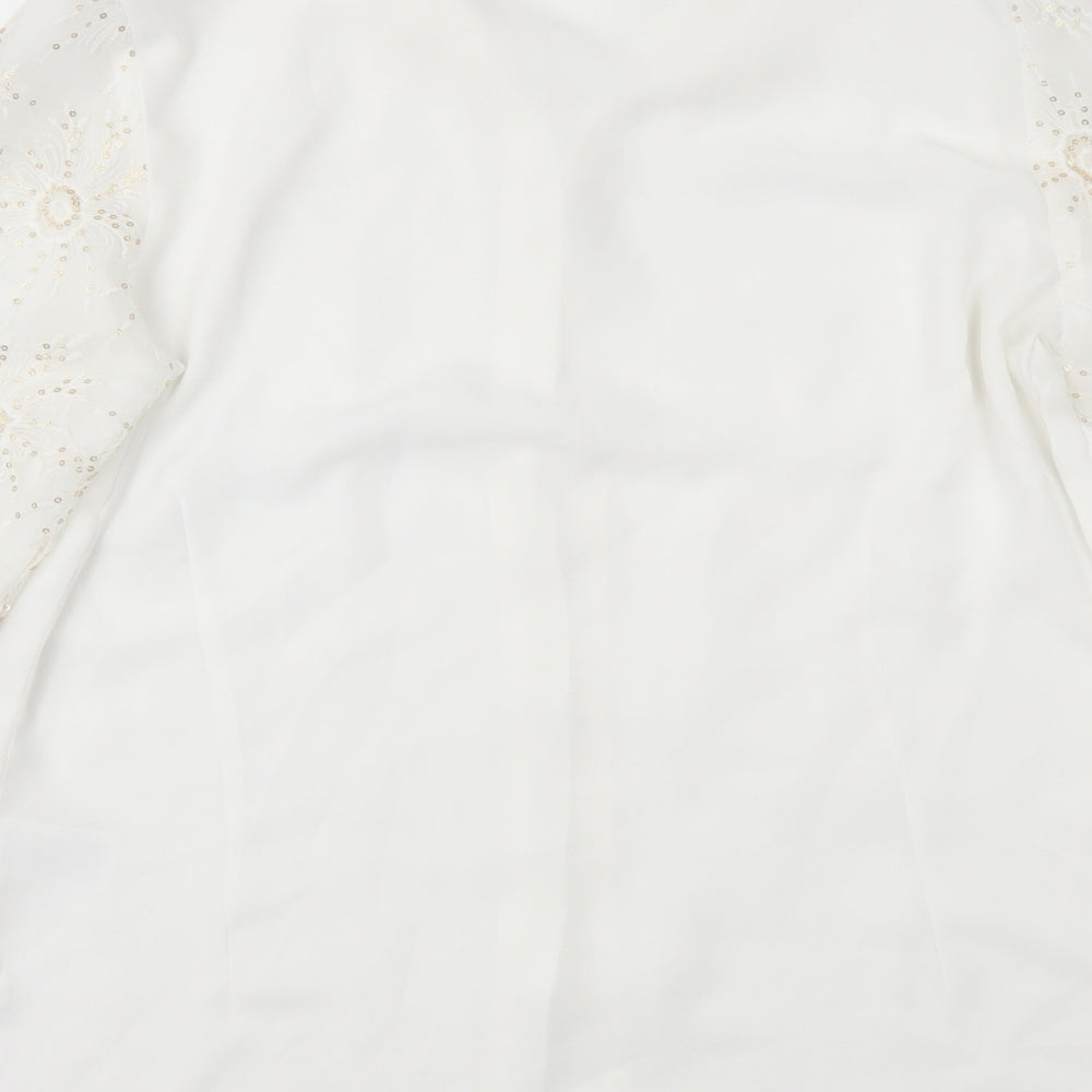 Bachelorette Womens Ivory Floral  Basic Blouse Size M