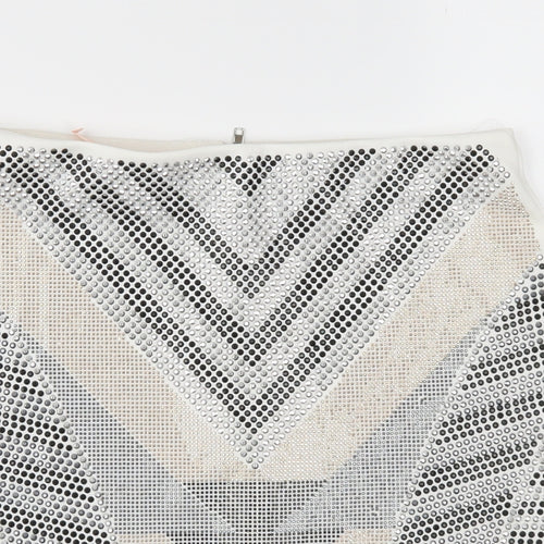 Eva & Lola Womens White Geometric  Mini Skirt Size S