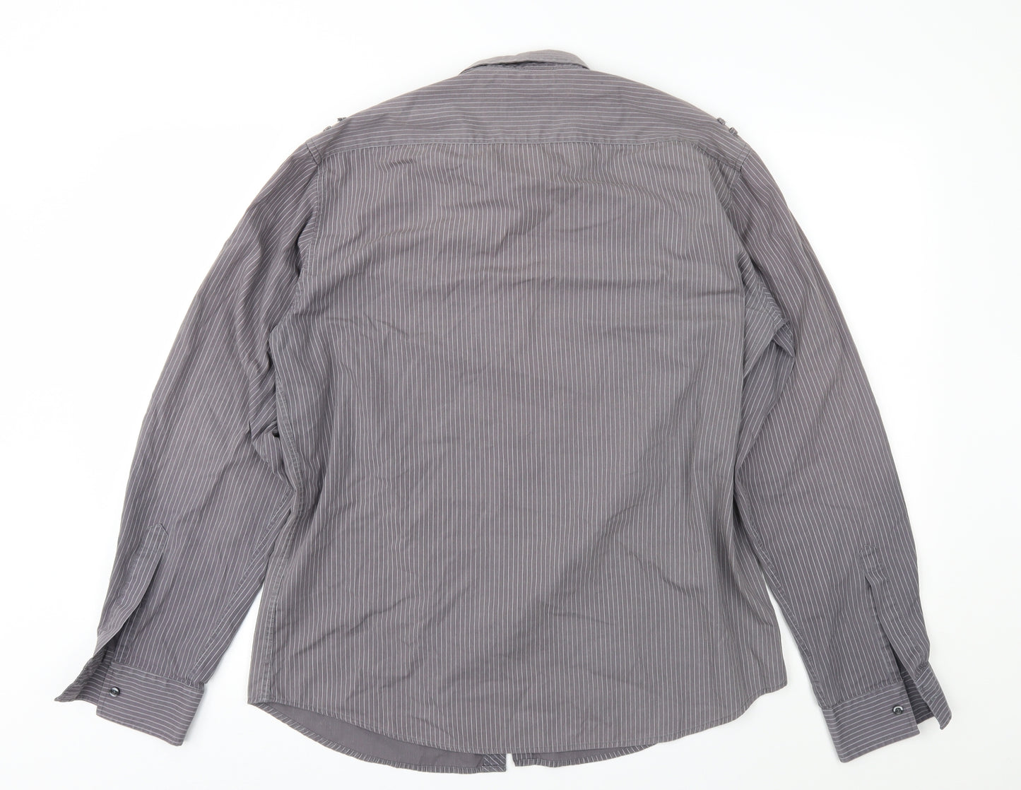 UrbanSpirit Mens Grey Striped   Button-Up Size L
