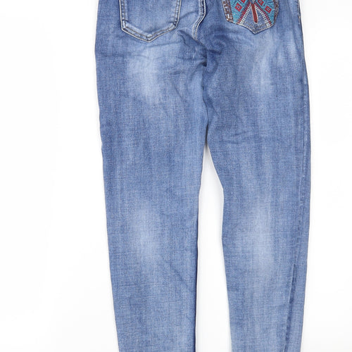 Onado Womens Blue Geometric Denim Skinny Jeans Size 8 L28 in