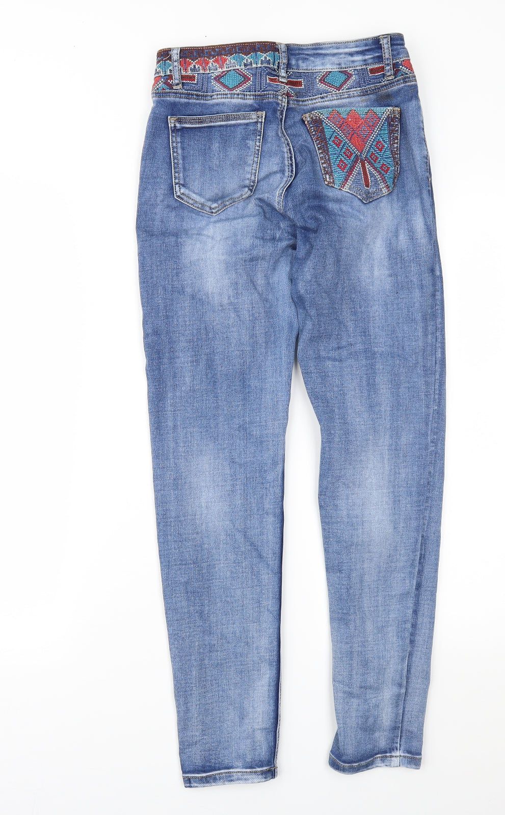 Onado Womens Blue Geometric Denim Skinny Jeans Size 8 L28 in