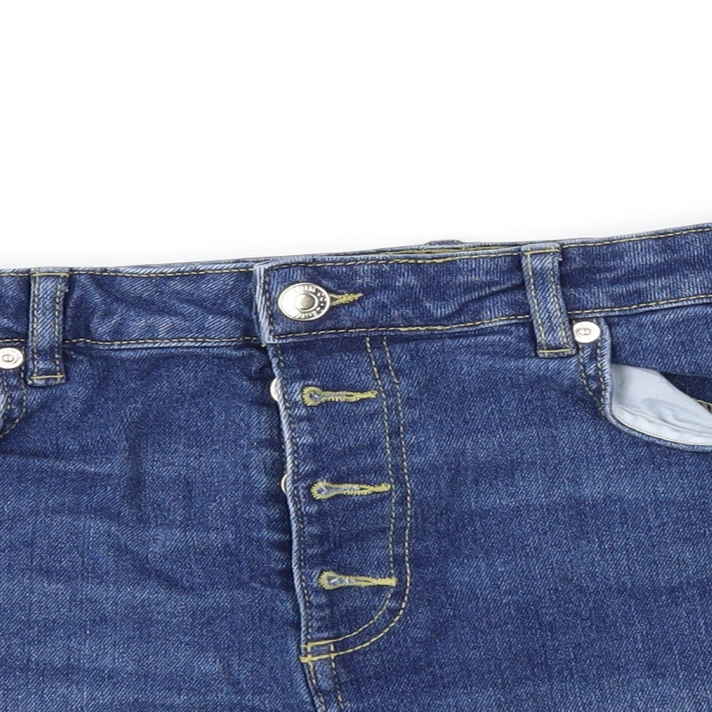 Denim & Co. Womens Blue  Denim Mom Shorts Size 14
