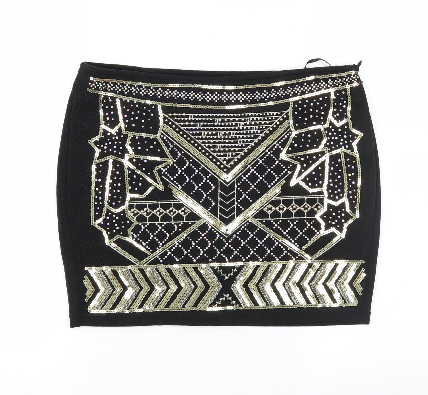 Redial Womens Black Geometric  Mini Skirt Size L