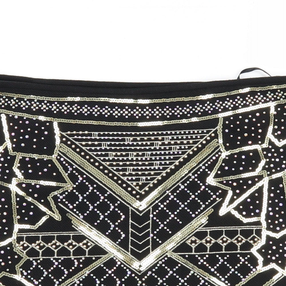Redial Womens Black Geometric  Mini Skirt Size L