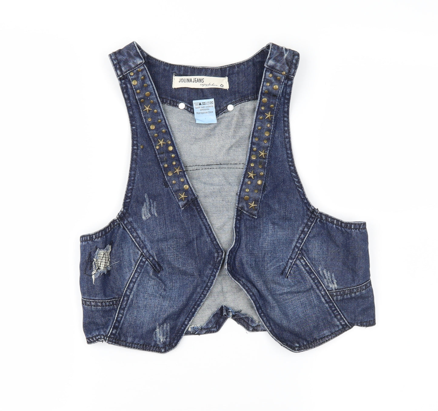 Jolina Jeans Womens Blue  Denim Jacket Waistcoat Size 10