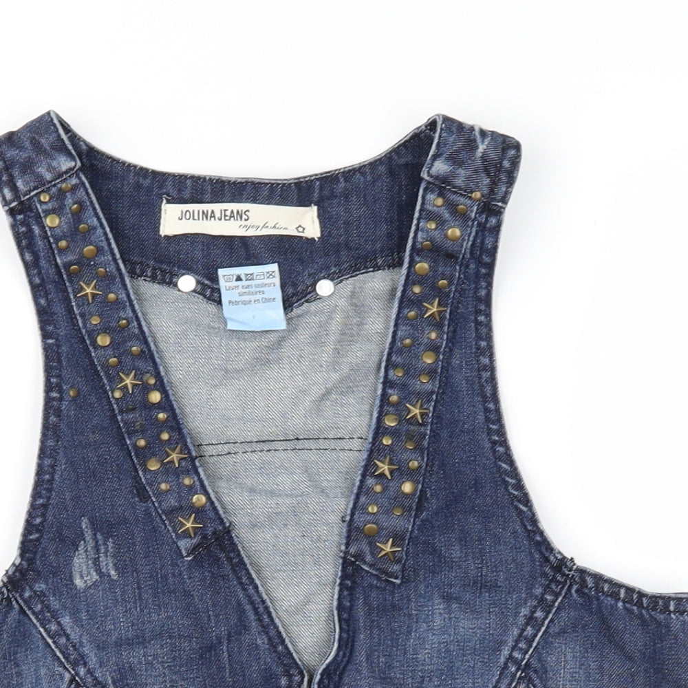 Jolina Jeans Womens Blue  Denim Jacket Waistcoat Size 10