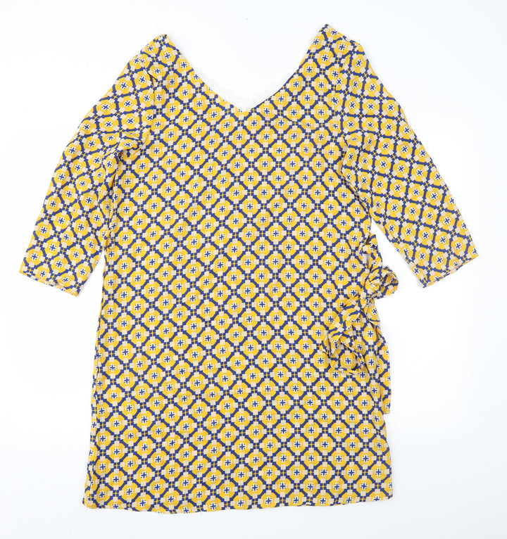 Melya Melody Womens Yellow Geometric Shift Size S