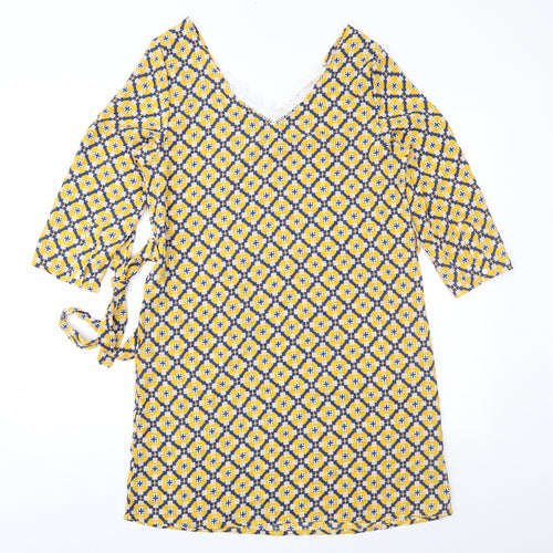 Melya Melody Womens Yellow Geometric  Shift  Size S