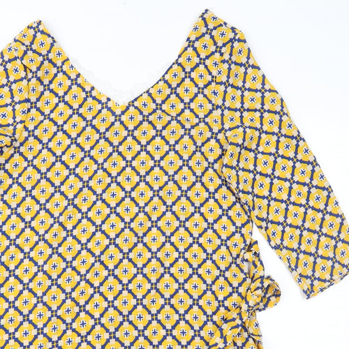 Melya Melody Womens Yellow Geometric  Shift  Size S